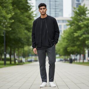 KINETIX Casual Quiet Luxury Mens Black Jacket  Sweatshirt Medium Fleece Lined